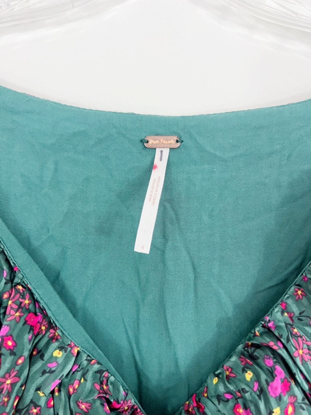 Free People Sweetest Thing Mini Dress in Green Pink Floral Size 4 - Picture 7 of 10